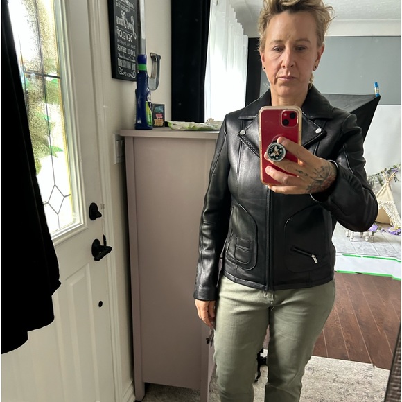 Calvin Klein Leather Moto Jacket - Picture 10 of 11